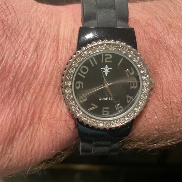 Accutime Watch Corp - Black Watch with Rhinestones Around Face - Picture 7 of 7